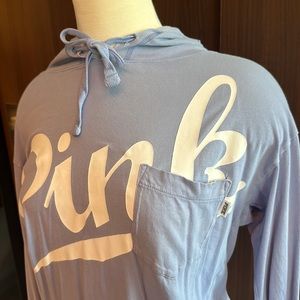 Light blue long sleeve tee shirt hoodie from PINK Victoria Secret